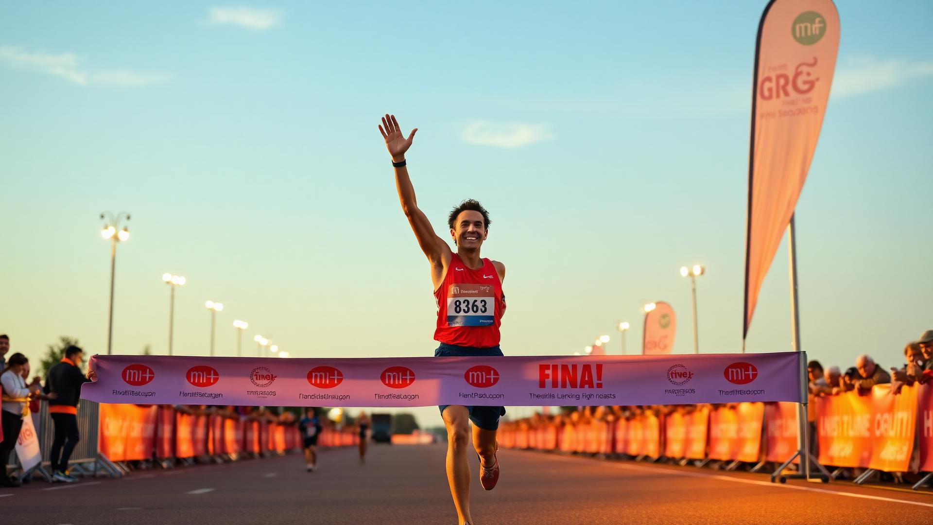 Maratonista cruzando a linha de chegada